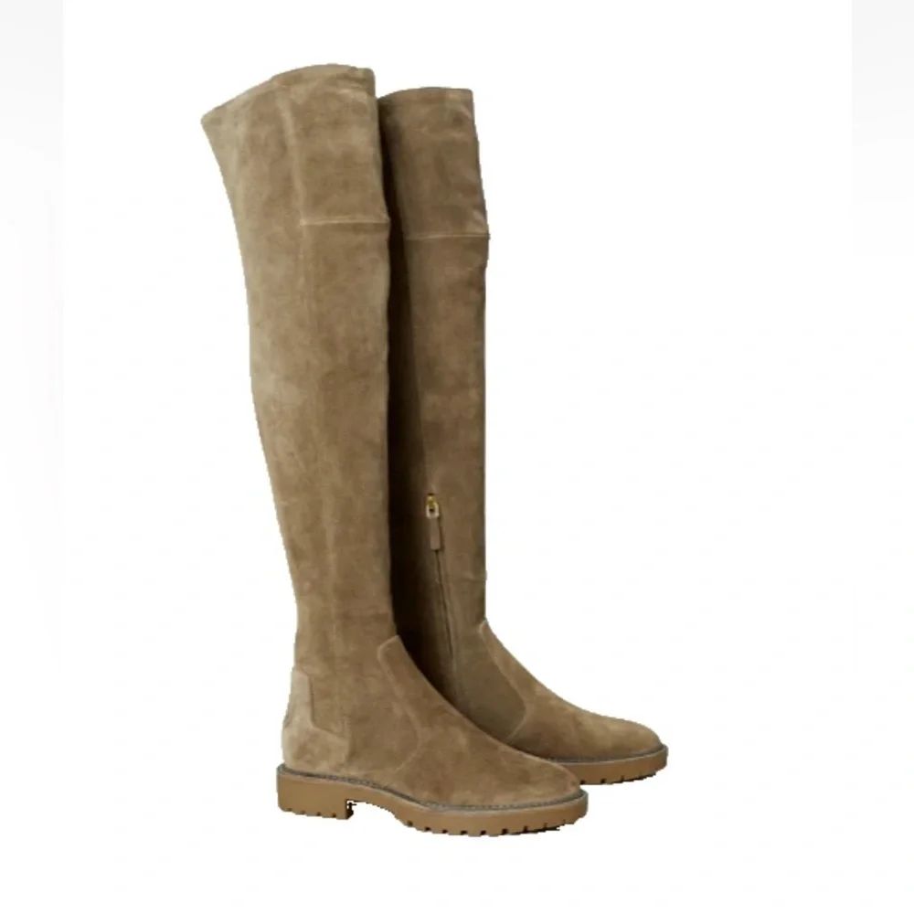 Tory Burch Suede Lug Sole Over the Knee Boots Size 8.5 - Picture 1 of 9